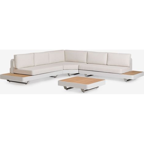 SKLUM Gartenset mit 5-Sitzer-Ecksofa und Couchtisch aus Aluminium und Teakholz Yarilo