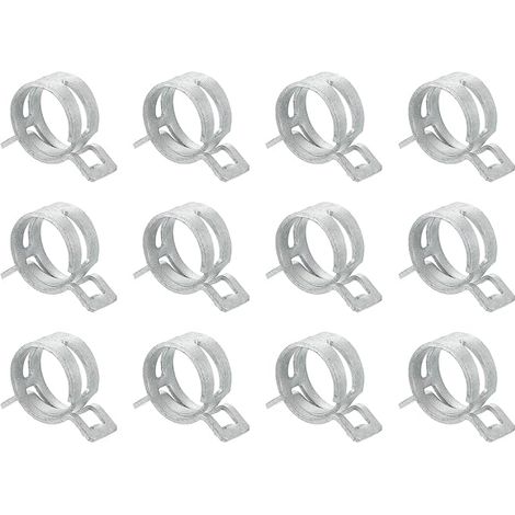Lot de 12 colliers de serrage 24 mm à ressort pneumatique argent (1/5)