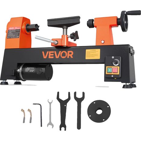 Torno para madera Vevor de 1/2 hp, torno de sobremesa de 355 x 1016 mm, 4 velocidades (720/1240/1750/2150 rpm), con soporte para herramientas, llaves, mesa y alta resistencia. (1/2)