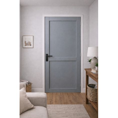 Blocco Porta Athena RAL7035 2 ante H204 x L83 Pannello Sinistro a Spinta + Maniglia