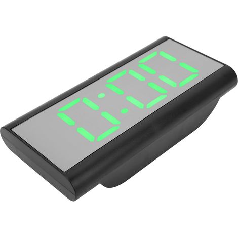 Wecker mit LED-Digitalanzeige, Spiegel, USB-Ladefunktion, Tischuhr für Schlafzimmer, Büro, Schule (Grün) (1/5)