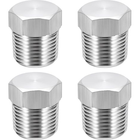 Lot de 4 raccords de tuyauterie à tête hexagonale extérieure, embout fileté mâle NPT de 0,95 cm, raccords de tuyau filetés hexagonaux extérieurs en acier inoxydable 304 pour pompe à eau, moteur (1/5)