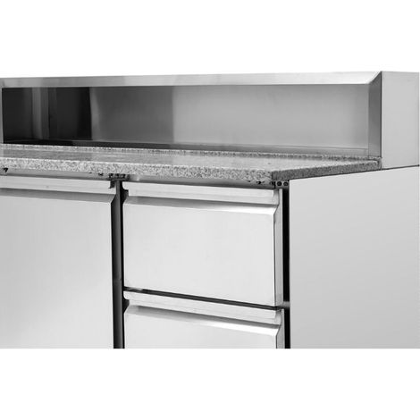 Meuble à Pizza Réfrigéré Toit Inox 8 x GN1/6 - 2 Portes et 2 Tiroirs (1/5)