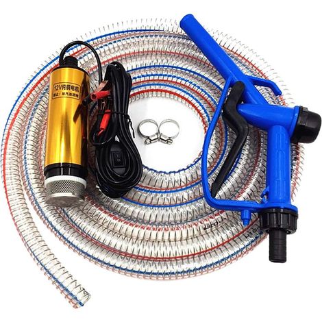 Pompe électrique 12 V - Pour essence, diesel, eau liquide, aquarium rouge (1/5)
