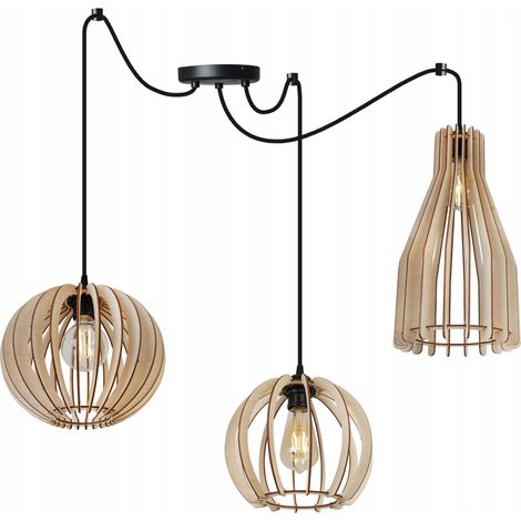 LAMPADA A SOSPENSIONE MODERNA IN LEGNO MIX LED (1/5)
