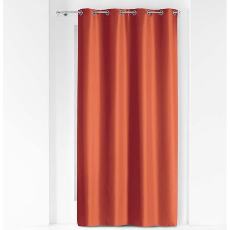 Rideau grande hauteur à œillets 140 x 280 cm – Polyester uni Essentiel Terracotta (1/3)
