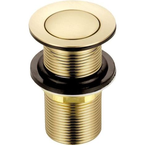Bonde de lavabo de rechange en laiton, sans fente, couleur or brossé, raccord standard G 1 1/4" BSP, 1 pièce (1/3)