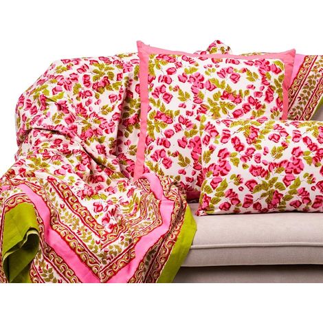 Housse de canapé en coton motif floral rose Procida (1/4)