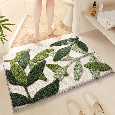 Tappetini da bagno antiscivolo e assorbenti, lavabili in lavatrice, tappetino da bagno morbido in peluche, tappetino doccia ad asciugatura rapida con retro in gomma antiscivolo, k (1/2)