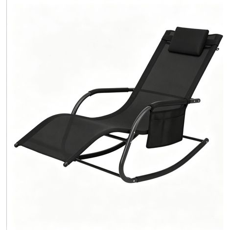Fauteuil à bascule extérieur en métal et polyester 152x83x62 cm noir (1/5)
