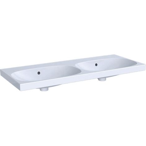 Lavabo double Geberit Acanto, fixation facile, 120x48.2cm, sans troude robinetterie, Blanc