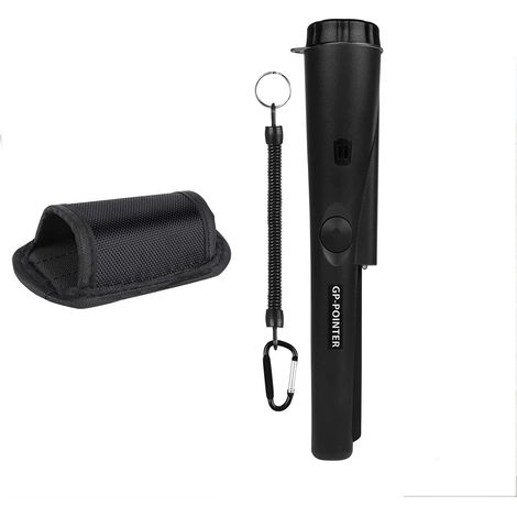 Detector de metales portátil, escaneo de 360°, vibración, alarma luminosa, -20/-60 °C, negro