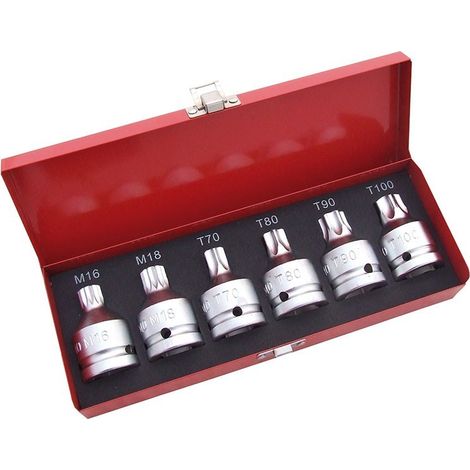 JUEGO DE PUNTAS EN Vasos de impacto TORX INVIOLABLES Y XZN INVIOLABLES 6 PZS