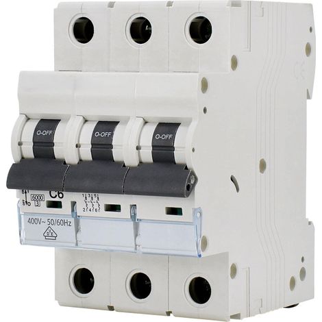 Interrupteur automatique 6KA 3 pôles B 16 A, pour la protection des circuits électriques et la prévention des surcharges.