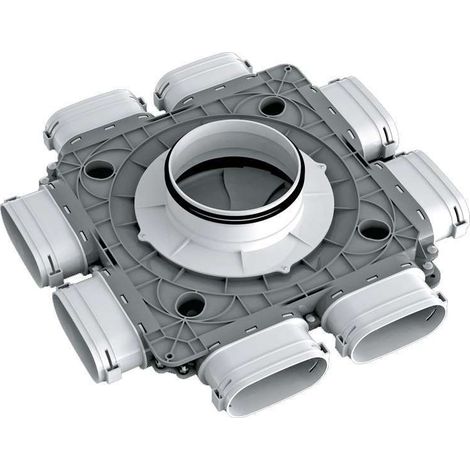 Plenum plat D160 8 conduits ovales 117x52 mm – Débit 30m3/h – Température -20 à 60°C – SKU PPOV0852117160 – Econoprime