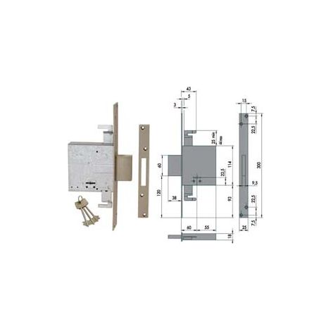 SERRATURA TRIPLICE DA INFILARE DOPPIA MAPPA 57015  mm.60 (57015600)    CISA