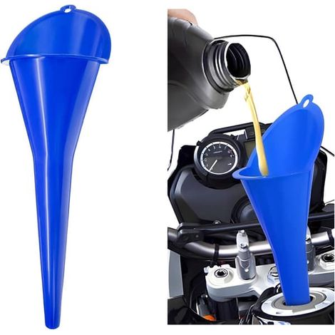 Entonnoir à huile pour voiture à long col - Entonnoir multifonctionnel en plastique pour huile, essence et lubrifiants, accessoire universel pour voiture (bleu, 1 unité) (1/5)