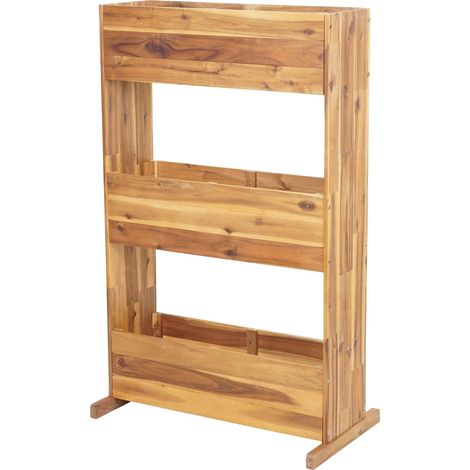 Étagère de jardinière HWC-L20 - jardinière surélevée - 115x71x40cm Outdoor bois d'acacia certifié MVG - 3 rangées marron (1/5)