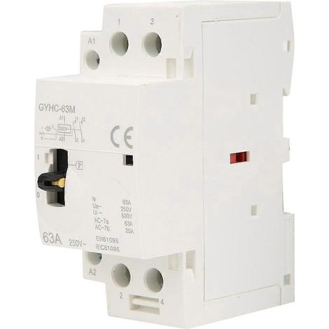 Contacteur secteur domestique 2P 63A 220V 50Hz sur rail DIN avec interrupteur de commande manuel (1/4)