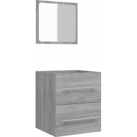 Armoire de salle de bain Design moderne, Armoire Etagère de rangement, avec miroir Sonoma gris 41x38,5x48 cm OIB4795E (1/5)