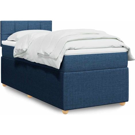 Boxspringbett mit Matratze Blau 90x190 cm Stoff