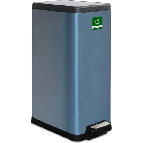Casa Pura – Poubelle à pédale 15L en acier inoxydable – Amortisseur de fermeture réglable – Poubelle amovible avec poignée – Pour espaces confinés