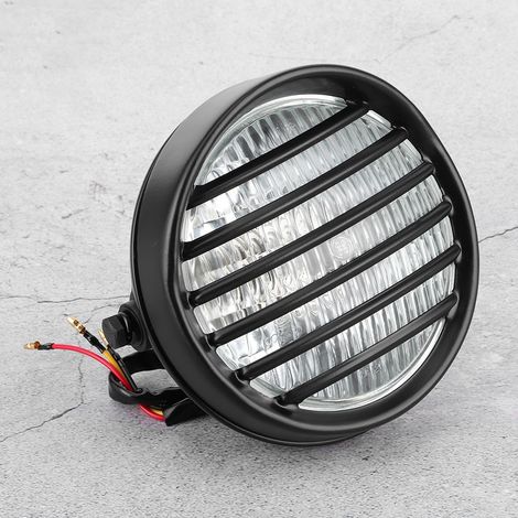 Grille de phare rond de moto 6 pouces, cache-lentille pour ampoule halogène 35 W, universel, verre transparent (1/5)