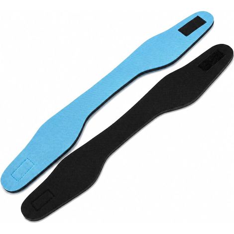 Fascia per la testa da nuoto con protezione per le orecchie, confezione da 2, nera e blu - Protezione per le orecchie in neoprene impermeabile per adulti e bambini, anti-acqua, prevenzione delle infez (1/5)