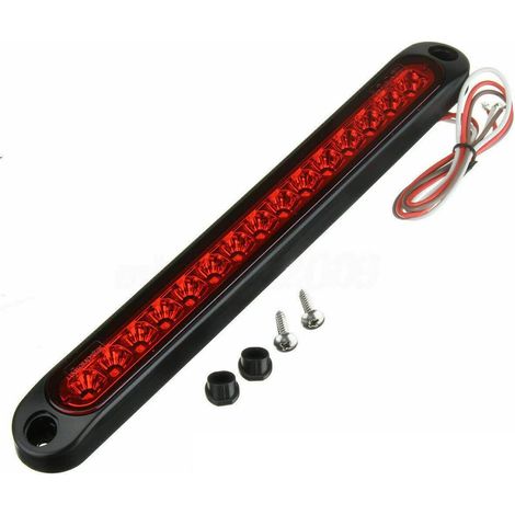 Barra luminosa a LED rossa da 15 LED a 12V per freni in posizione alta, ideale per camion, camper e rimorchi. (1/5)