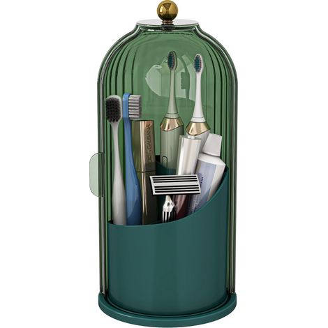 Boîte de rangement rotative pour maquillage, rouge à lèvres, crayon à sourcils et pinceaux de maquillage (vert foncé) (1/5)