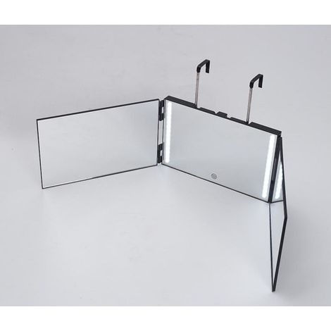 Miroir pour se couper les cheveux soi-même, miroir 360° avec lumière LED, miroir triple pour se couper les cheveux (1/4)