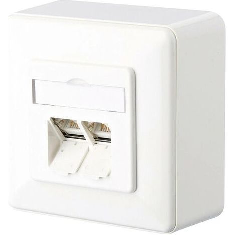Prise réseau Metz Connect 1307380002-I montage apparent (en saillie) CAT 6 2 ports blanc pur R03563 (1/4)