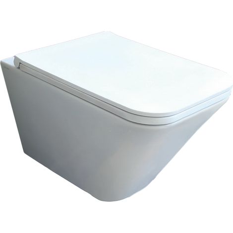 Cuvette suspendu 36x54x35,5 cm blanc brillant en céramique - Azzurra Ceramica Build - Avec abattant wc soft