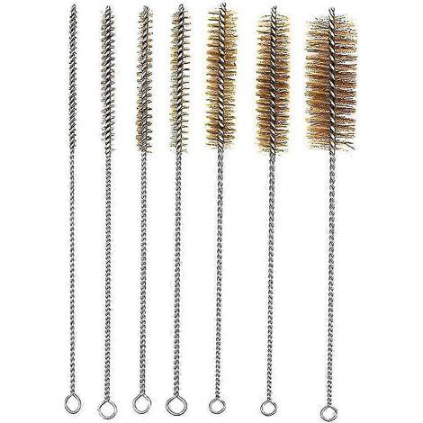 7 brosses tubulaires en laiton, brosses tubulaires métalliques, brosses de nettoyage à fil long, brosses de nettoyage pour tubes de laboratoire, brosses de nettoyage pour paille (1/5)