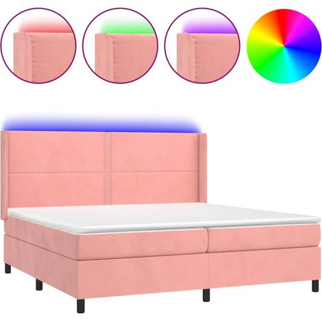 Maison Exclusive - Letto a Molle con Materasso e LED Rosa 200x200 cm in Velluto