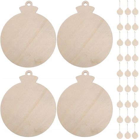Adornos de madera para decoración. Juego de 36 piezas con marcadores y colgantes para armar. (1/5)