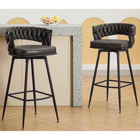 2 tabourets de bar marron foncé, hauteur 69 cm, dimensions 69 × 52,5 × 32,5 cm (1/2)