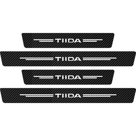 (TIIDA) Lot de 4 tapis de seuil de porte en fibre de carbone pour Nissan TIIDA,protection anti-rayures,accessoires (1/3)