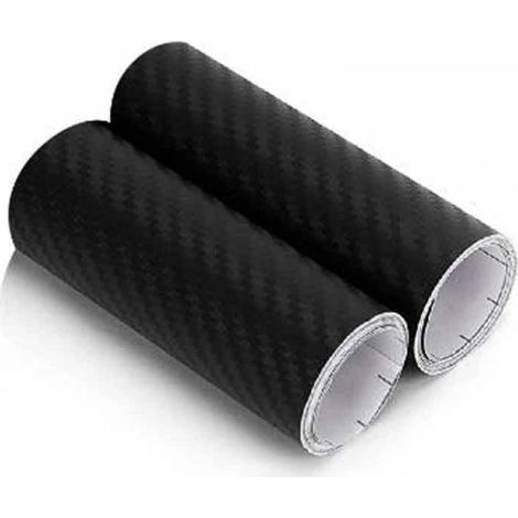 2 Rotoli Pellicola Adesiva Carbonio Nero 13cm x 500cm Effetto 4D per Auto e Moto