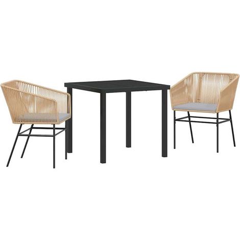 Ensemble table et chaises de jardin marron 3 pièces (1/5)