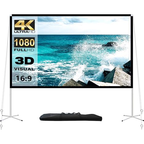 Écran de Projection Portable et Support 100 Pouces écran de Projection extérieur 16:9 4K HD écran de Projection de Film avec Sac de Transport pour intérieur ou extérieur cinéma Maison cinéma soirée (1/5)