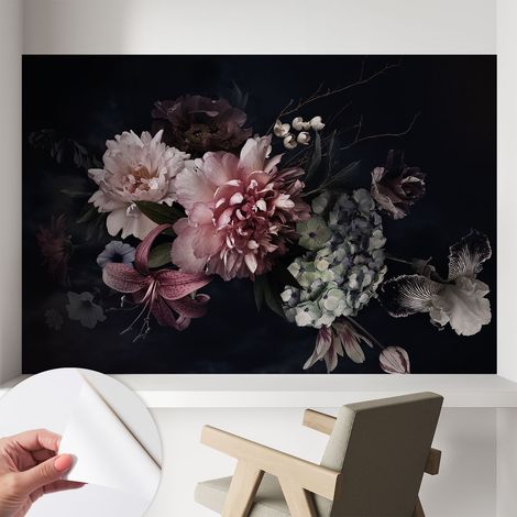 Papier peint autocollant Mural avec colle pour salon et chambre Décoration murale rapide Composition florale 104x70 cm (1/5)
