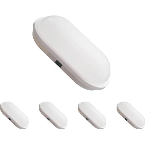 Pack de 5 - Applique LED Murale 20W Blanche Ovale IP65 - Blanc Froid - SILUMEN (1/5)