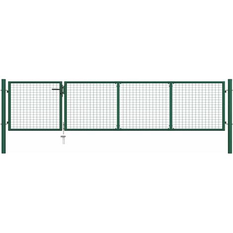 Portail de jardin-Portillon de jardin en acier vert 350 x 75 cm (1/5)