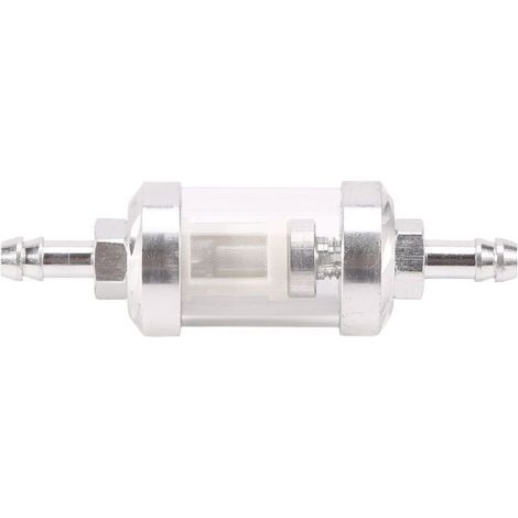 Filtro de combustible universal para motores de gasolina, cristal cromado, 5/16 pulgadas, 8 mm, color plata, para motocicletas. (1/4)