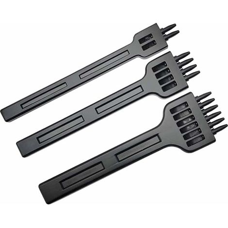 Ensemble d'Outils de Perforation en Cuir, Poinçons en Cuir, Trou de Bricolage en Cuir, DIY Artisanat Métal 2/4/6 Broches Outils Couture Poinçon Trou pour Ceinture, 4 MM (Noir)3 Pièces (1/5)