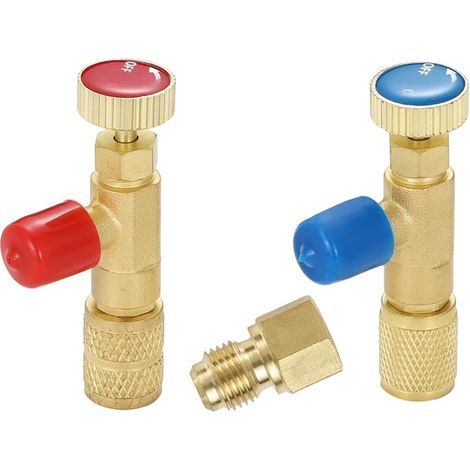Vanne de Charge de réfrigérant R12 R410,R12 R22-1/4 mâle vers 1/4" Femelle,R410-1/4 mâle vers 5/16" Femelle,Adaptateur de sécurité vanne à Bille de contrôle de débit pour collecteur de A/C (1/5)