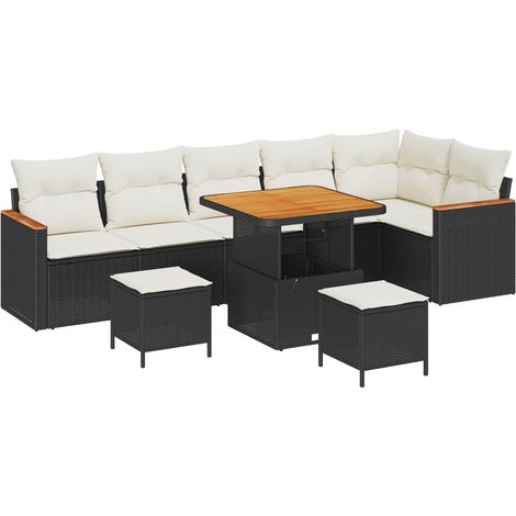 Maison Exclusive - Set Divano da Giardino 9 pcs Nero polyrattan