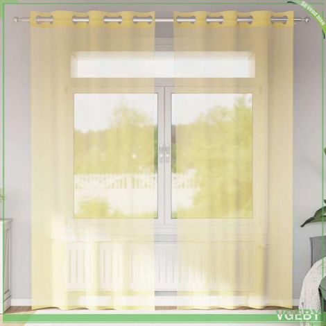4102134 Rideaux en voile avec illets 2 pcs jaune (1/5)