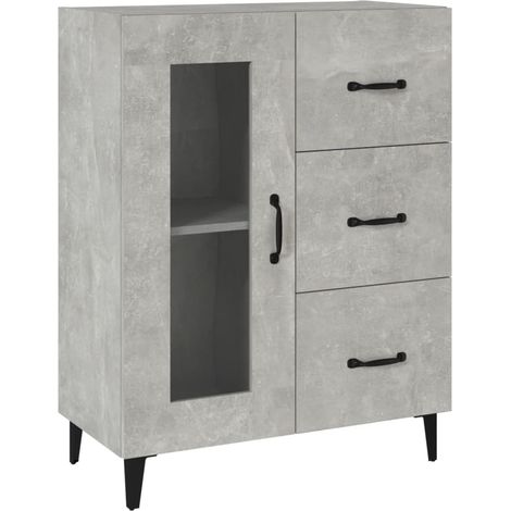 Buffet Meuble de rangement gris béton 69,5x34x90 cm bois d'ingénierie (1/5)